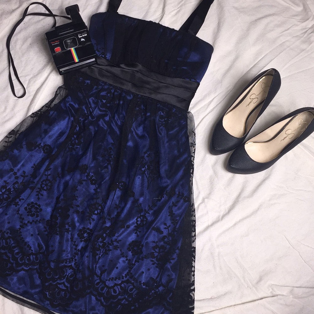 Black and blue dress